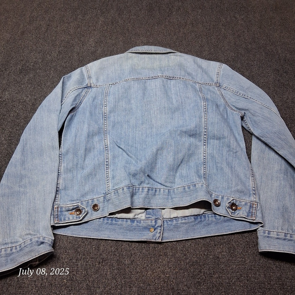VTG LL Bean Denim Trucker Jacket Alaska Patch Women Size Medium Regular Blue - Picture 8 of 9
